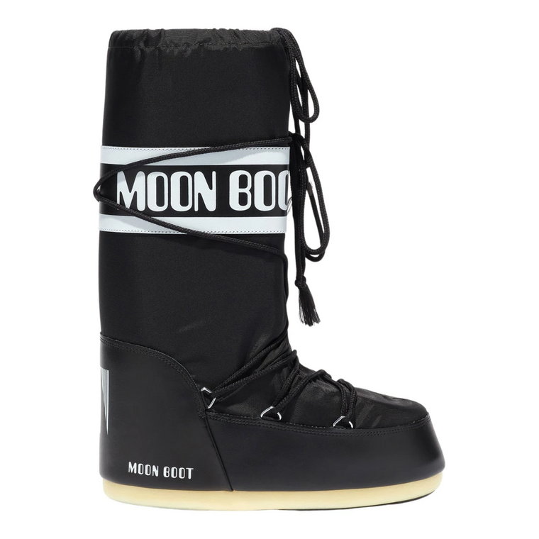 Czarne Buty w Stylu Nylonowym Moon Boot