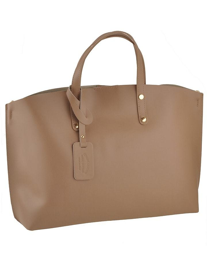 ORE10 Skórzany shopper bag "Avocetta" w kolorze szarobrązowym - 48 x 30 x 12 cm