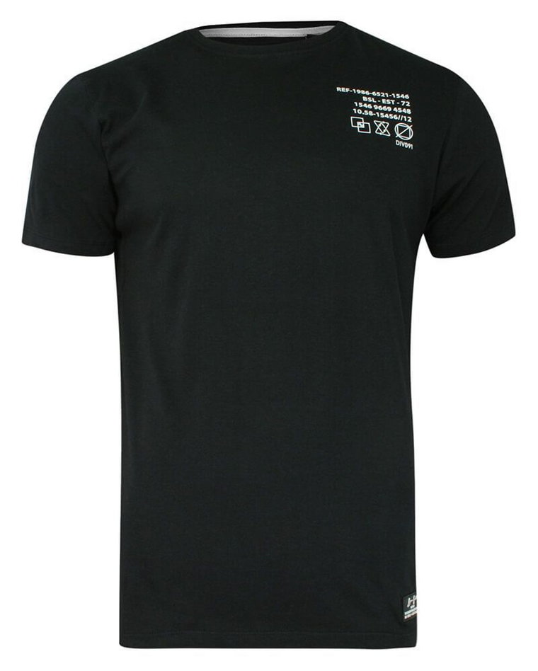 T-Shirt Bawełniany Czarny z Nadrukiem, Męski, Koszulka, Krótki Rękaw -Brave Soul