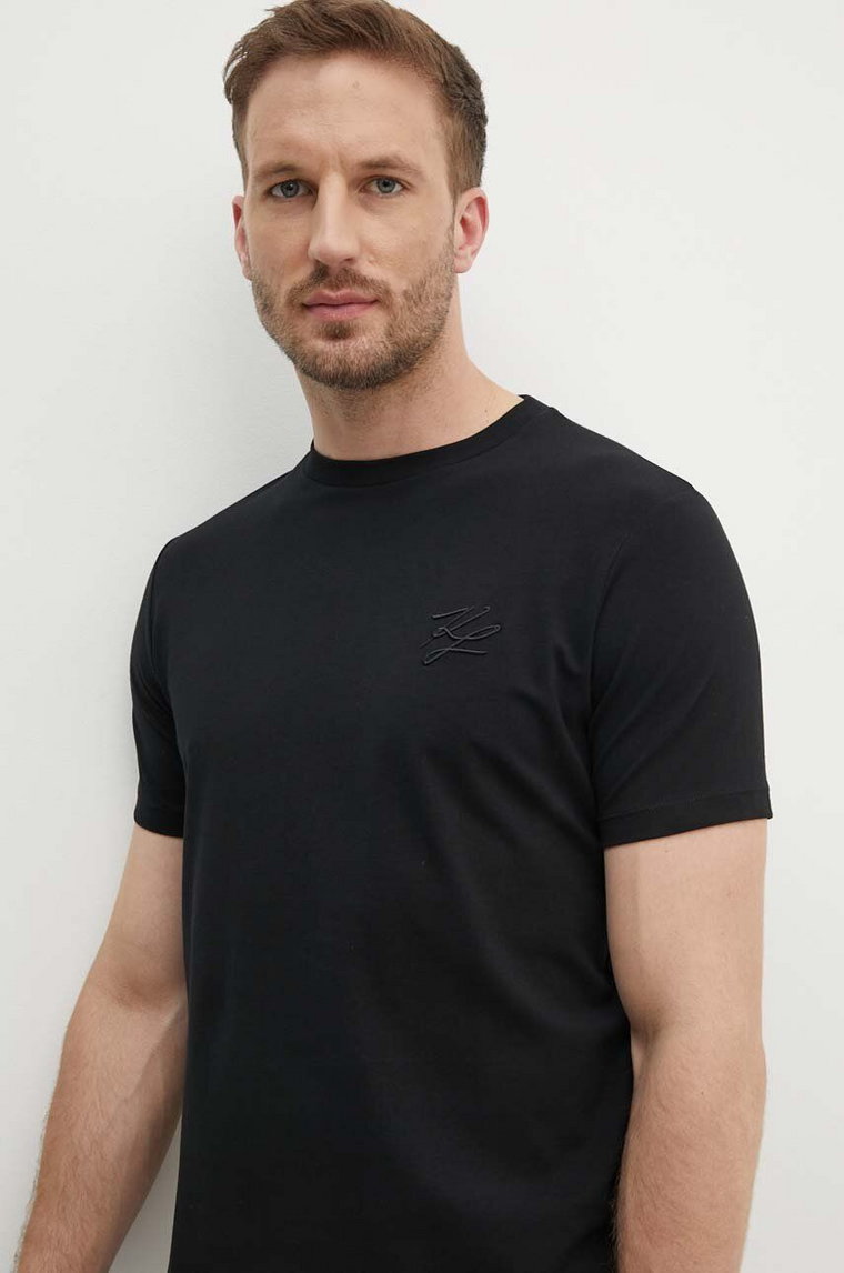 Karl Lagerfeld t-shirt męski kolor czarny gładki 543221.755403