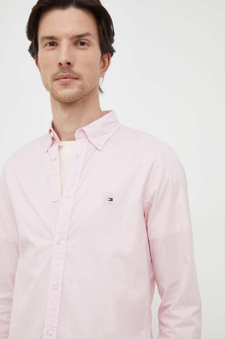 Tommy Hilfiger koszula bawełniana męska kolor czerwony slim z kołnierzykiem button-down MW0MW33762