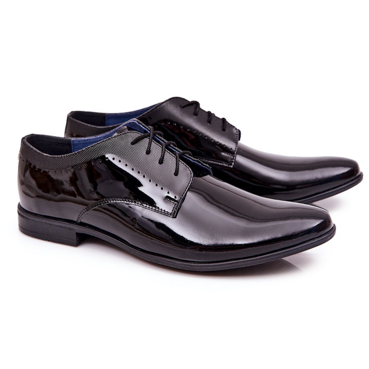 Bednarek Polish Shoes Eleganckie Lakierowane Skórzane Półbuty Bednarek 724 Czarne