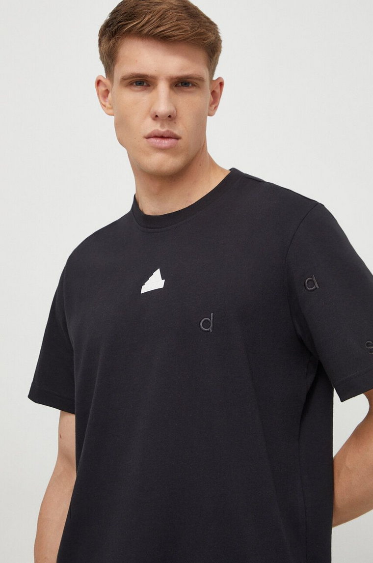 adidas t-shirt bawełniany męski kolor czarny z aplikacją  IP4077