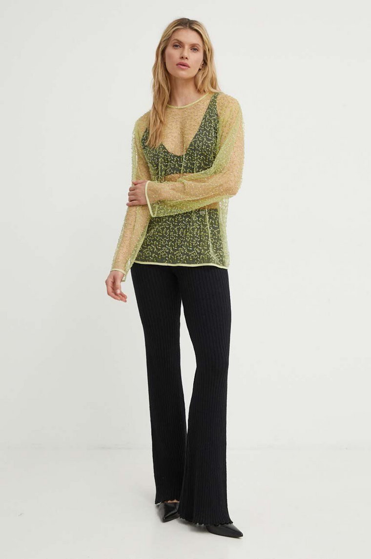 Samsoe Samsoe bluzka SAMALLY damska kolor zielony z aplikacją F24200140