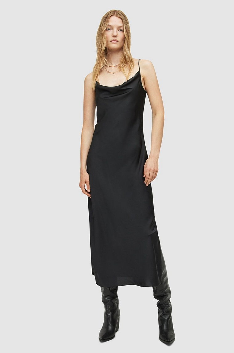 AllSaints sukienka HADLEY DRESS kolor czarny midi prosta WD055V