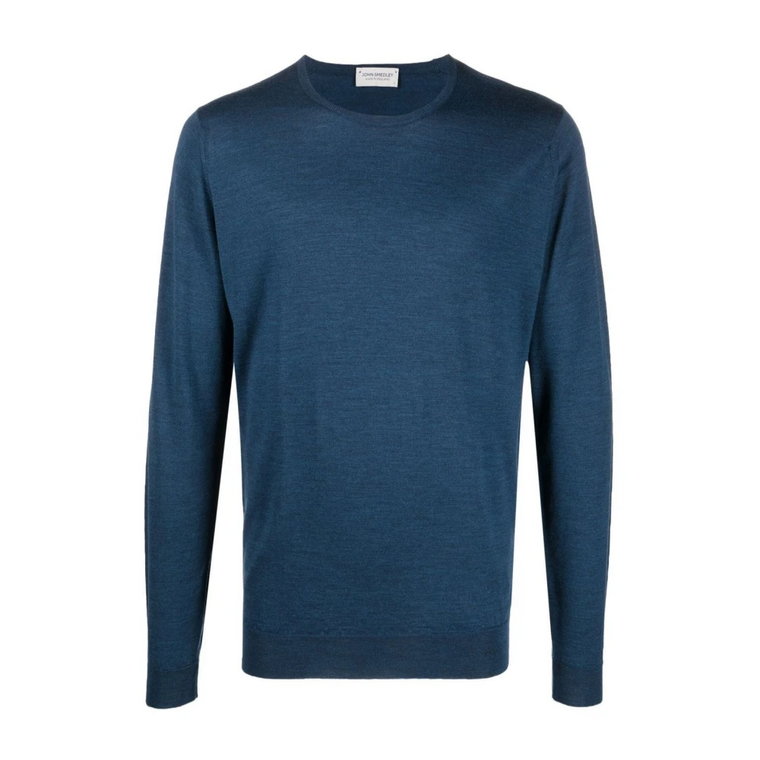 Niebieski Sweter z Wełny z Okrągłym Dekoltem John Smedley