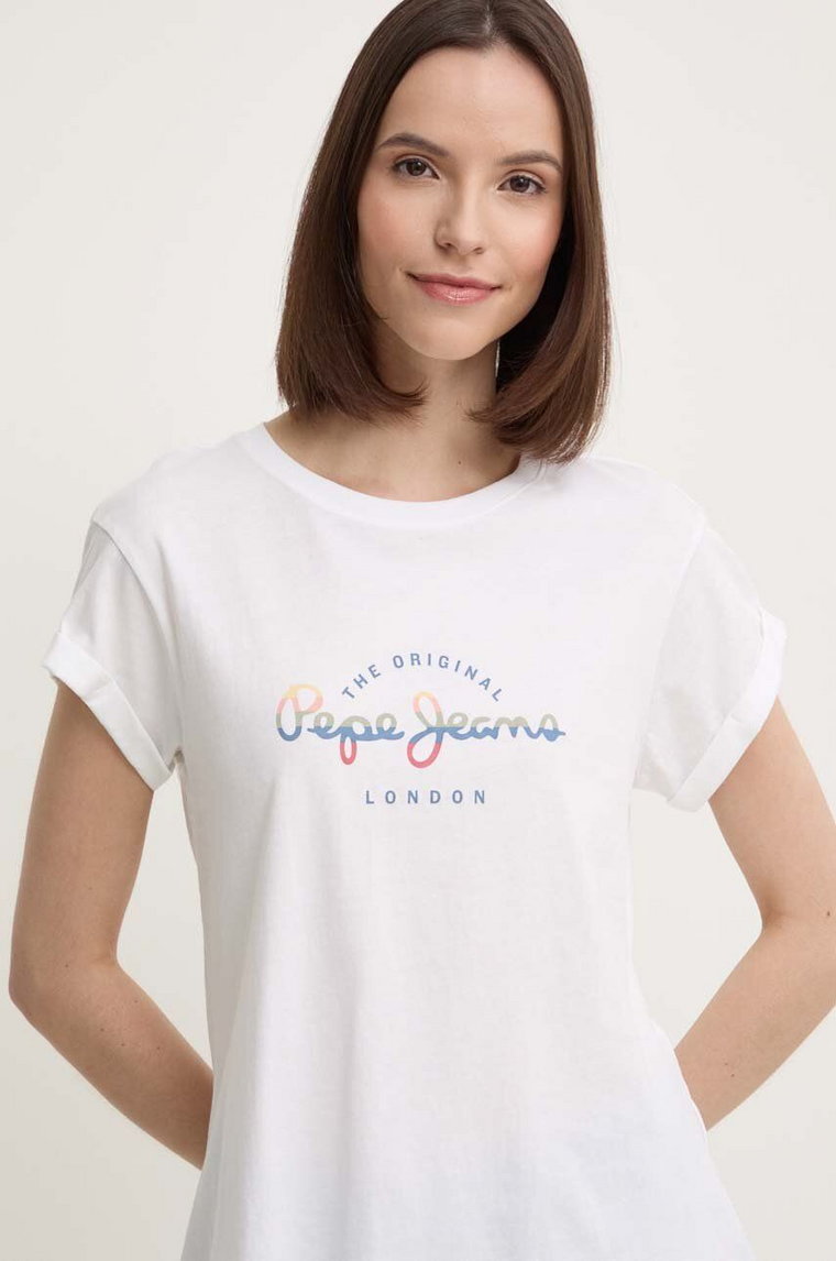 Pepe Jeans t-shirt bawełniany EVETTE damski kolor biały PL505880