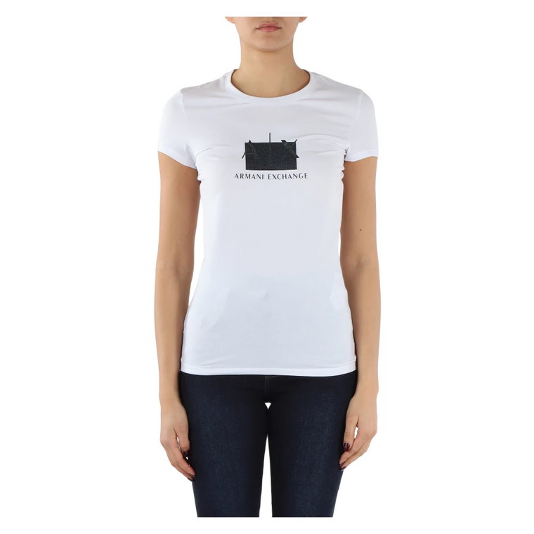T-shirt Slim Fit z elastycznego bawełny z nadrukiem logo Armani Exchange