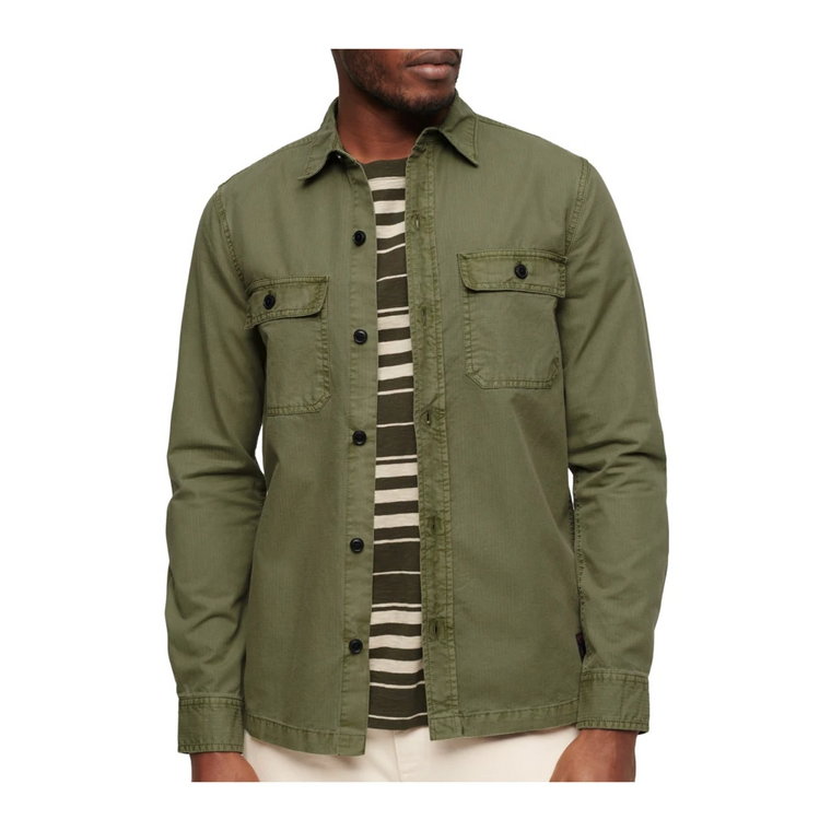 Militarna Overshirt Zielone Koszule Superdry