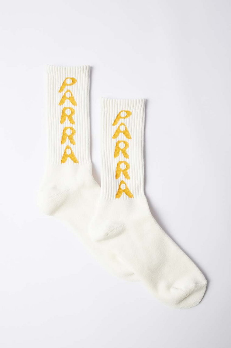 by Parra skarpetki Hole Logo Crew Socks męskie kolor biały 51175