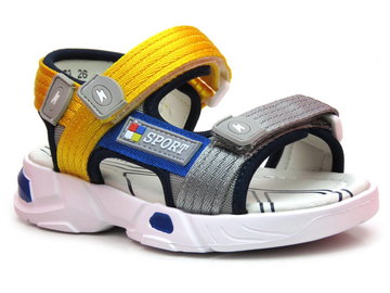 Sportowe sandały dziecięce ze skórzaną wyściółką - Weestep R167650873, żółte
