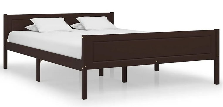 Sosnowe dwuosobowe łóżko ciemny brąz 140x200 - Siran 5X