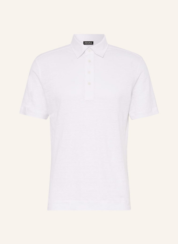 Zegna Koszulka Polo Z Lnu weiss