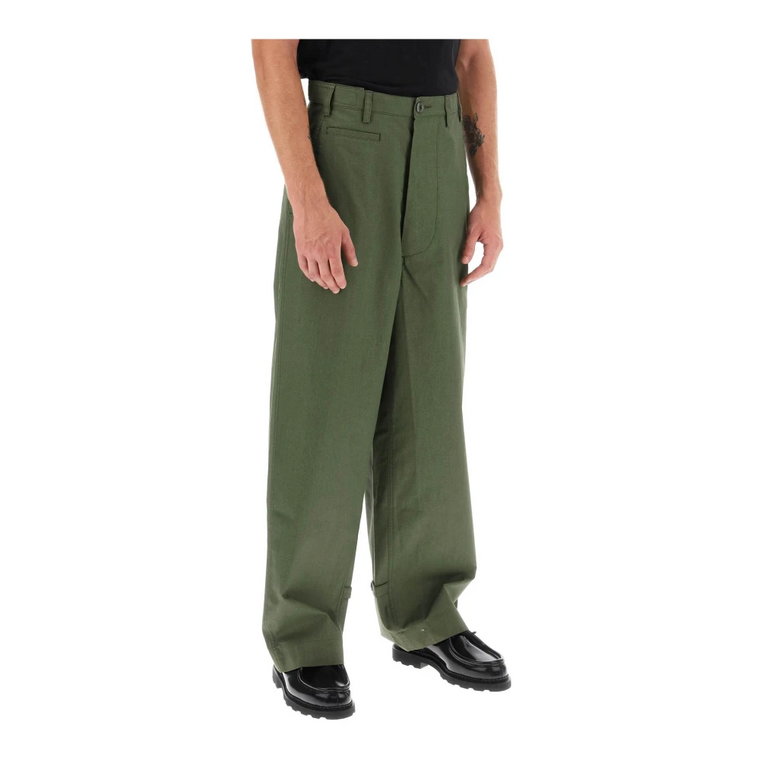 Oversize Spodnie z Bawełny z Regulowanym Prostym Krojem Kenzo