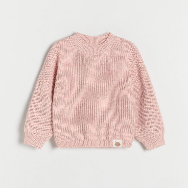 Reserved - Sweter z naszywką - różowy
