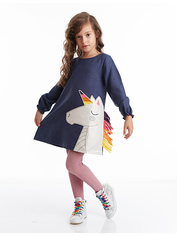 Denokids Sukienka "Colorful Unicorn" w kolorze granatowym