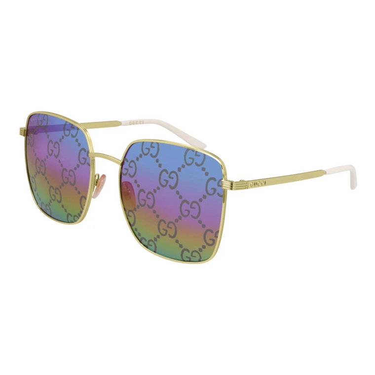 Złote/Multikolorowe Okulary Przeciwsłoneczne Gucci