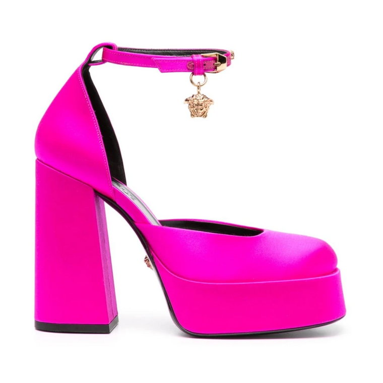 Fuchsia Satin-Finish Pumps z obcasem 125mm Versace