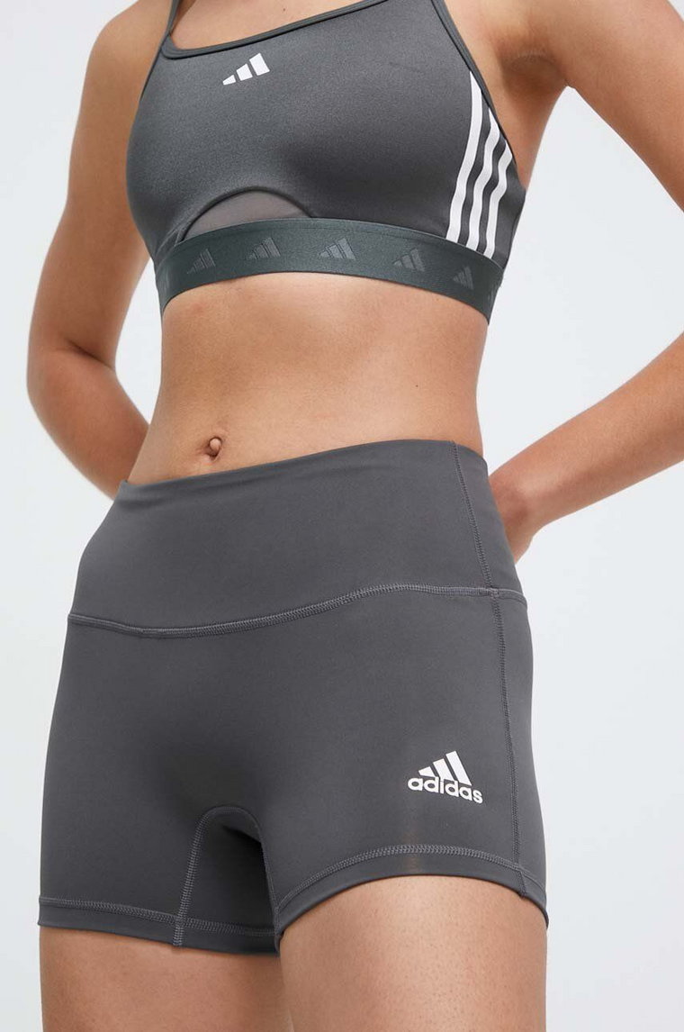 adidas Performance szorty treningowe kolor szary gładkie medium waist HR8895