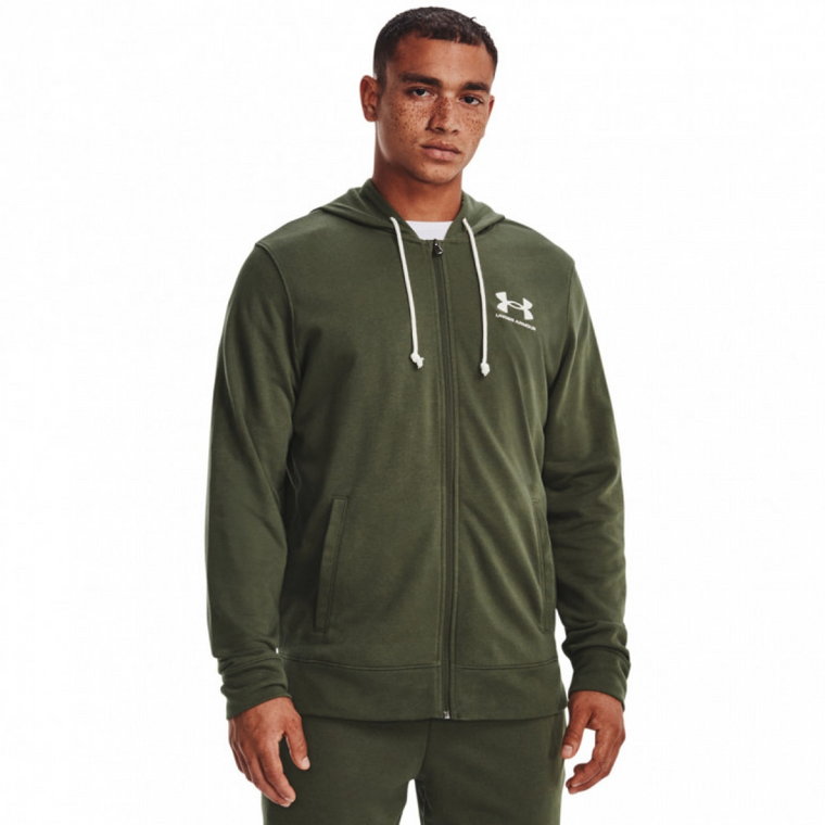 Męska bluza dresowa rozpinana z kapturem UNDER ARMOUR UA Rival Terry LC FZ - oliwkowa/khaki