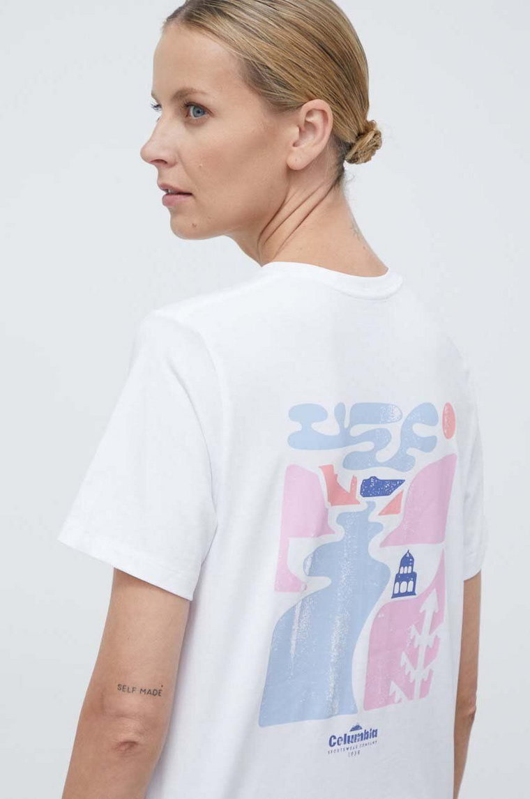 Columbia t-shirt bawełniany Boundless Beauty damski kolor biały 2036573