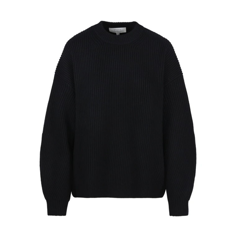 Czarny Sweter z Wzorem 5G Rib Crew Neck Studio Nicholson