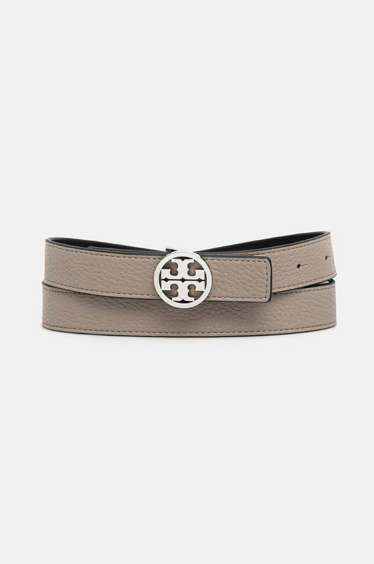 Tory Burch pasek skórzany dwustronny 1" Miller Reversible damski kolor szary 138935