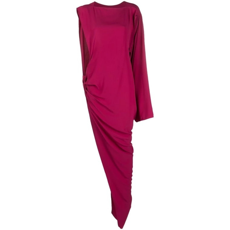 Fuchsia Drapowana Asymetryczna Sukienka Maxi Rick Owens