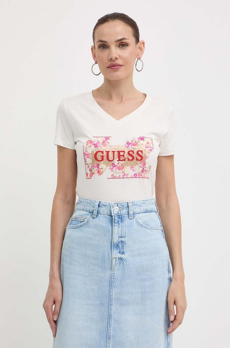 Guess t-shirt damski kolor beżowy W4GI23 J1314