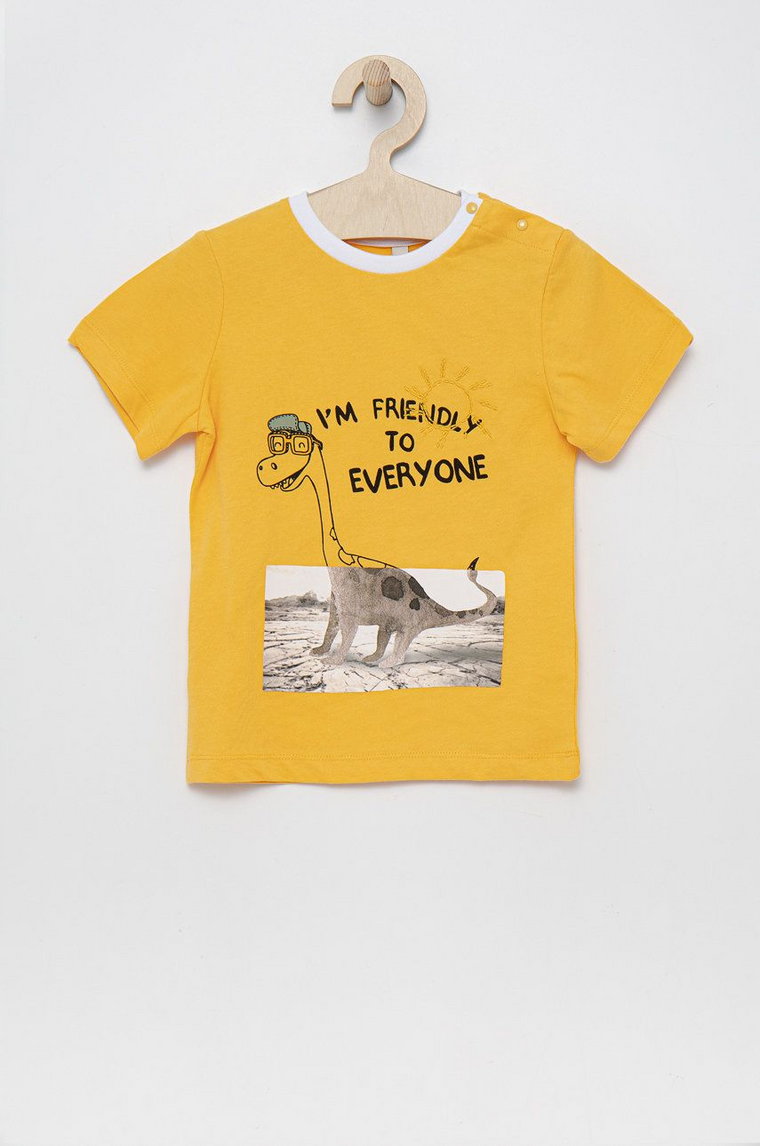 Birba&Trybeyond t-shirt bawełniany dziecięcy kolor żółty z nadrukiem