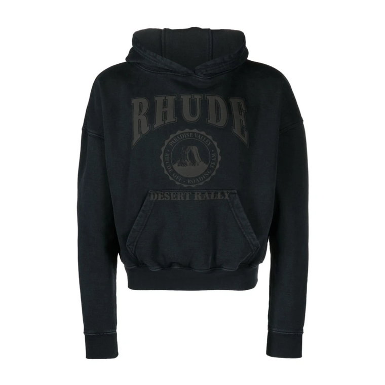 Czarny Cropped Desert Valley Hoodie Rhude