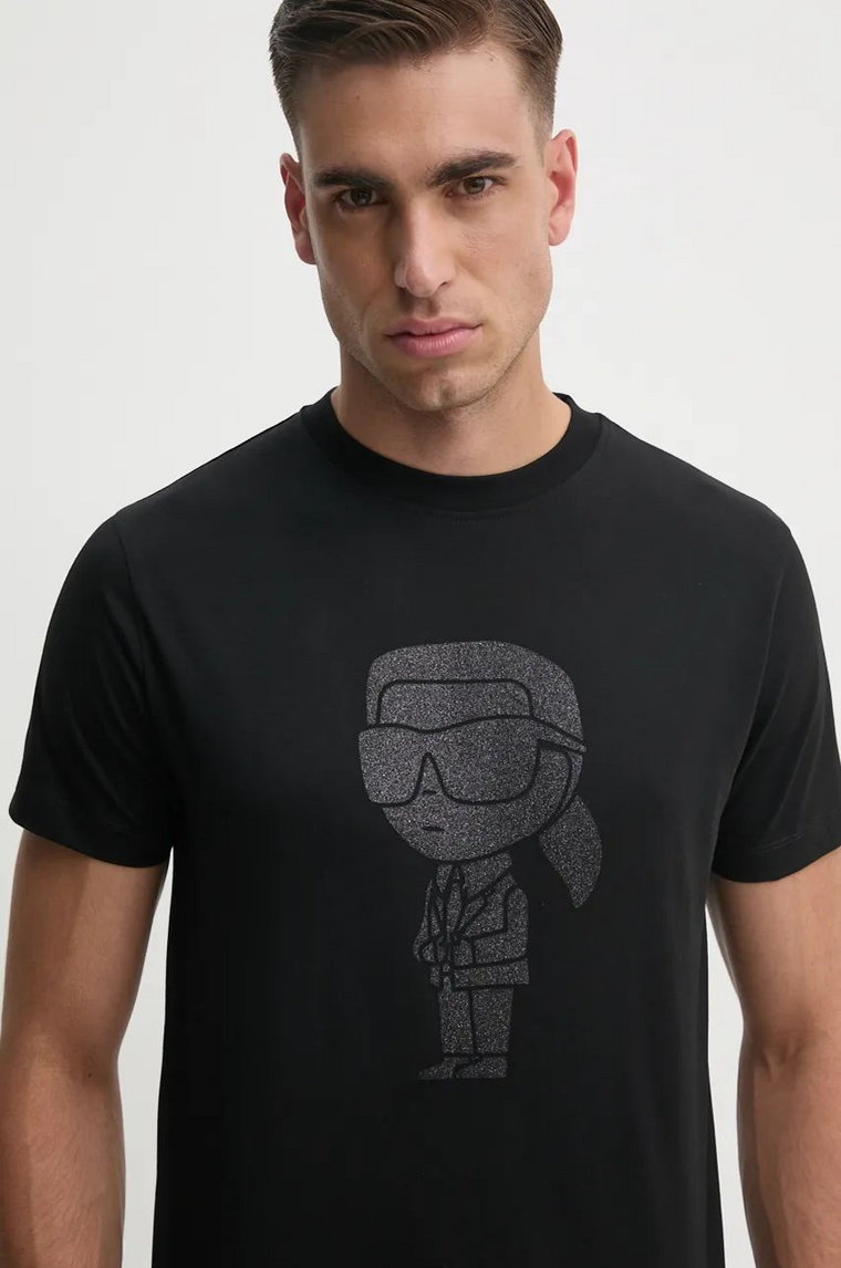 Karl Lagerfeld t-shirt bawełniany męski kolor czarny z nadrukiem 544242.755066