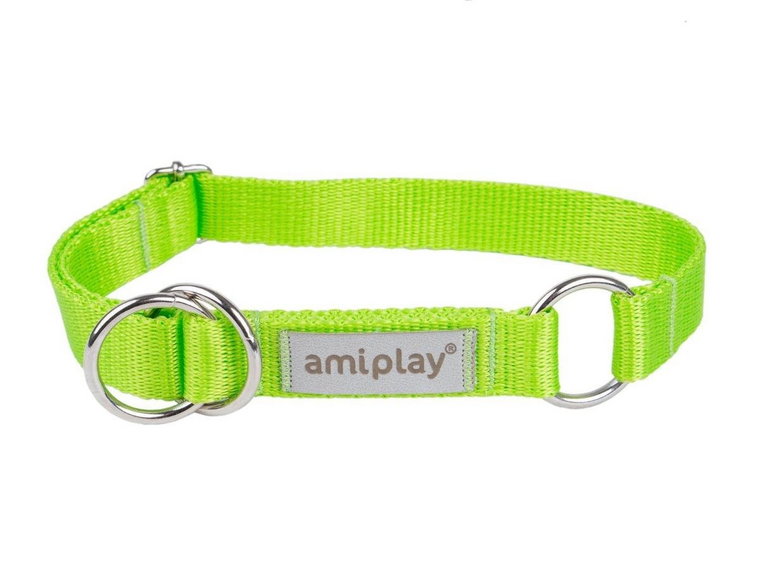 Amiplay Samba Obroża półzaciskowa L 35-50 x 2,5cm zielona