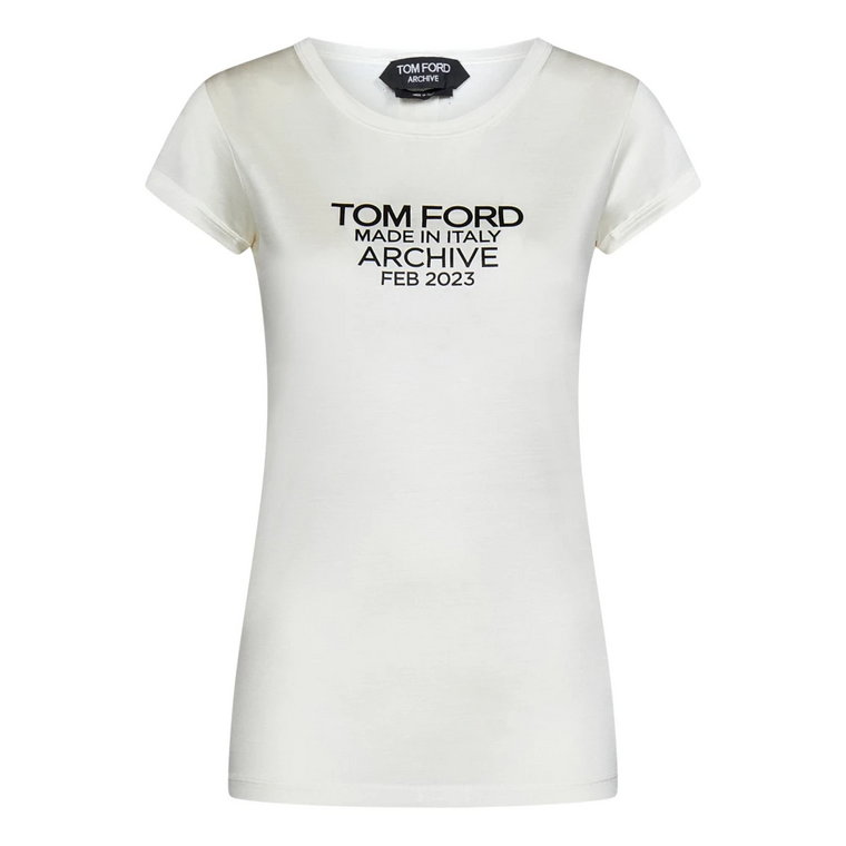 Jedwabne T-shirty i Pola w Kredzie/Czarnym Tom Ford