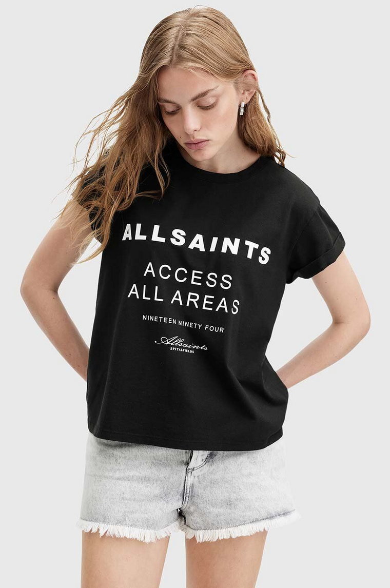 AllSaints t-shirt bawełniany TOUR ANNA damski kolor czarny W071JA