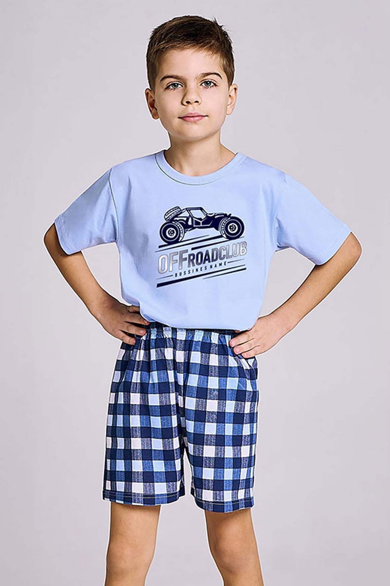 Błękitna piżama dla chłopca bawełniana Taro z autem