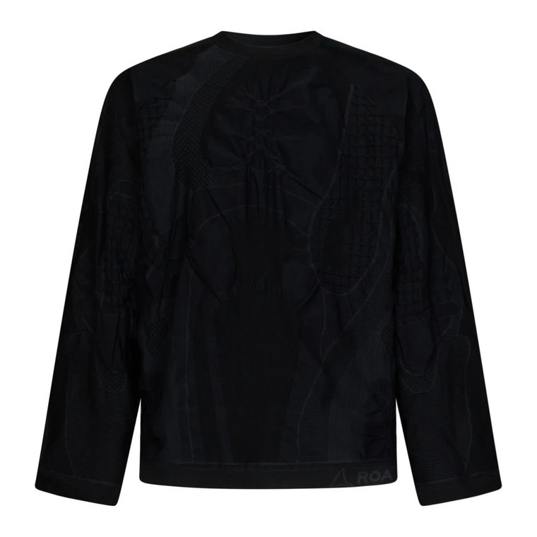 Czarny Sweter z 3D Wzorem ROA