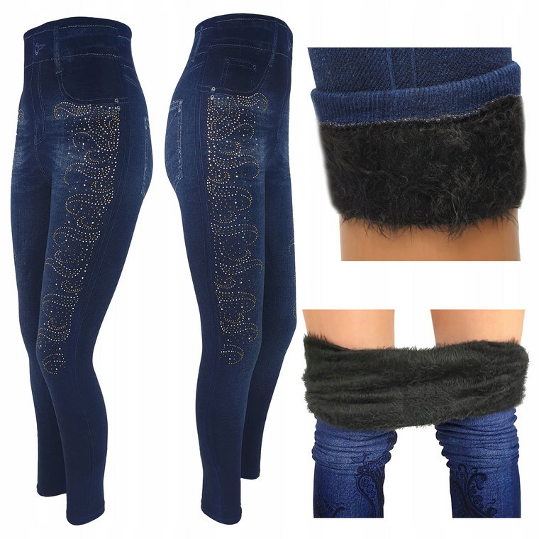 Legginsy Ocieplane Grube Bawełniane Leginsy Jeans Spodnie Kobiece Zimowe