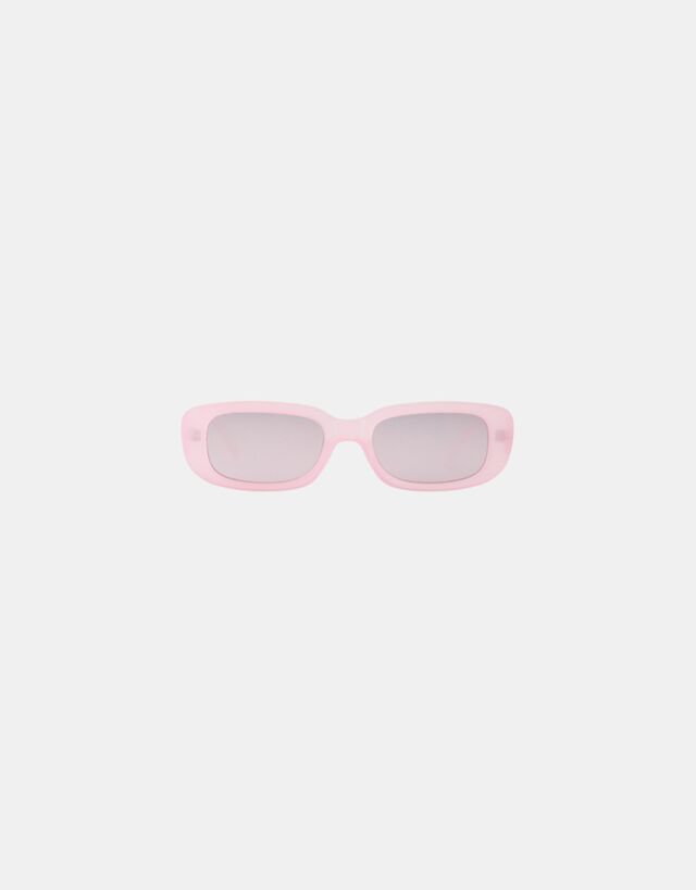 Bershka Prostokątne Lustrzane Okulary Przeciwsłoneczne Kobieta Różowy