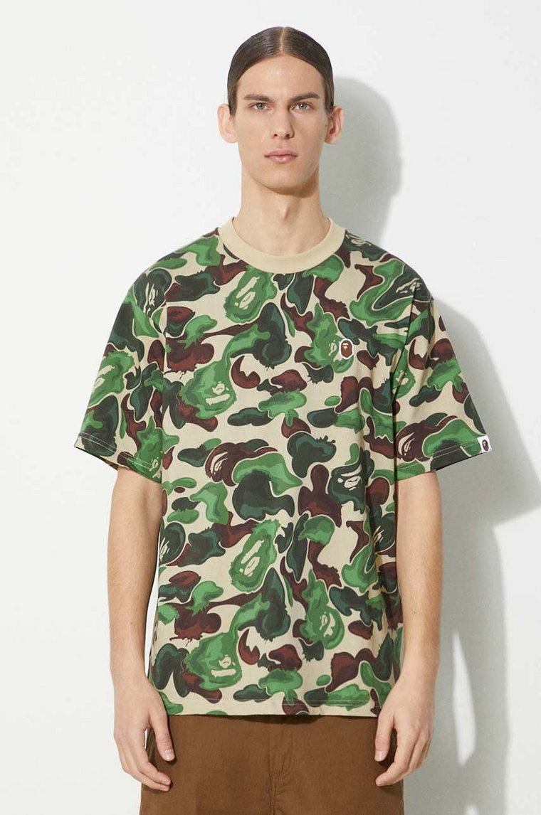 A Bathing Ape t-shirt bawełniany Bape Art Camo Ape Head One Point Tee męski kolor zielony wzorzysty 1J80109057