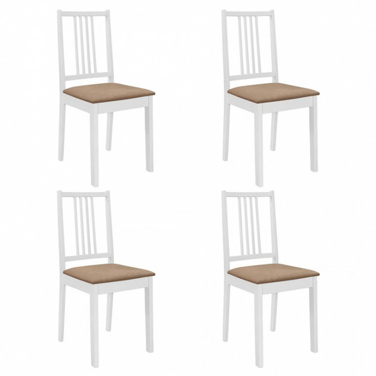 Krzesła do kuchni z poduszkami 4 szt. białe lite drewno kod: V-247635