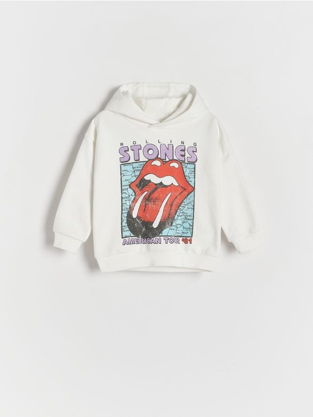 Reserved - Bluza z kapturem The Rolling Stones - złamana biel