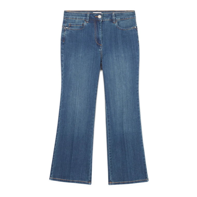 Eko-flared jeansy z ozdobnym guzikiem Oltre