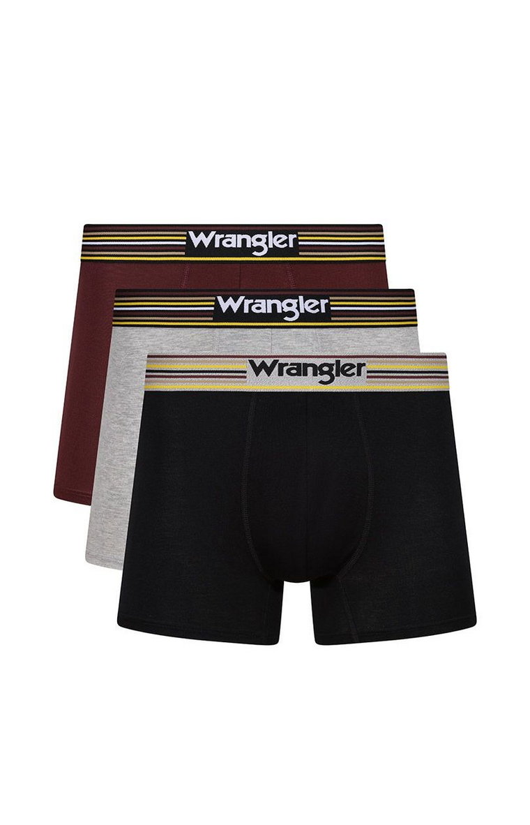 Wrangler 3-pack klasyczne bokserki męskie Ford, Kolor czarno-szaro-czerwony, Rozmiar M, Wrangler