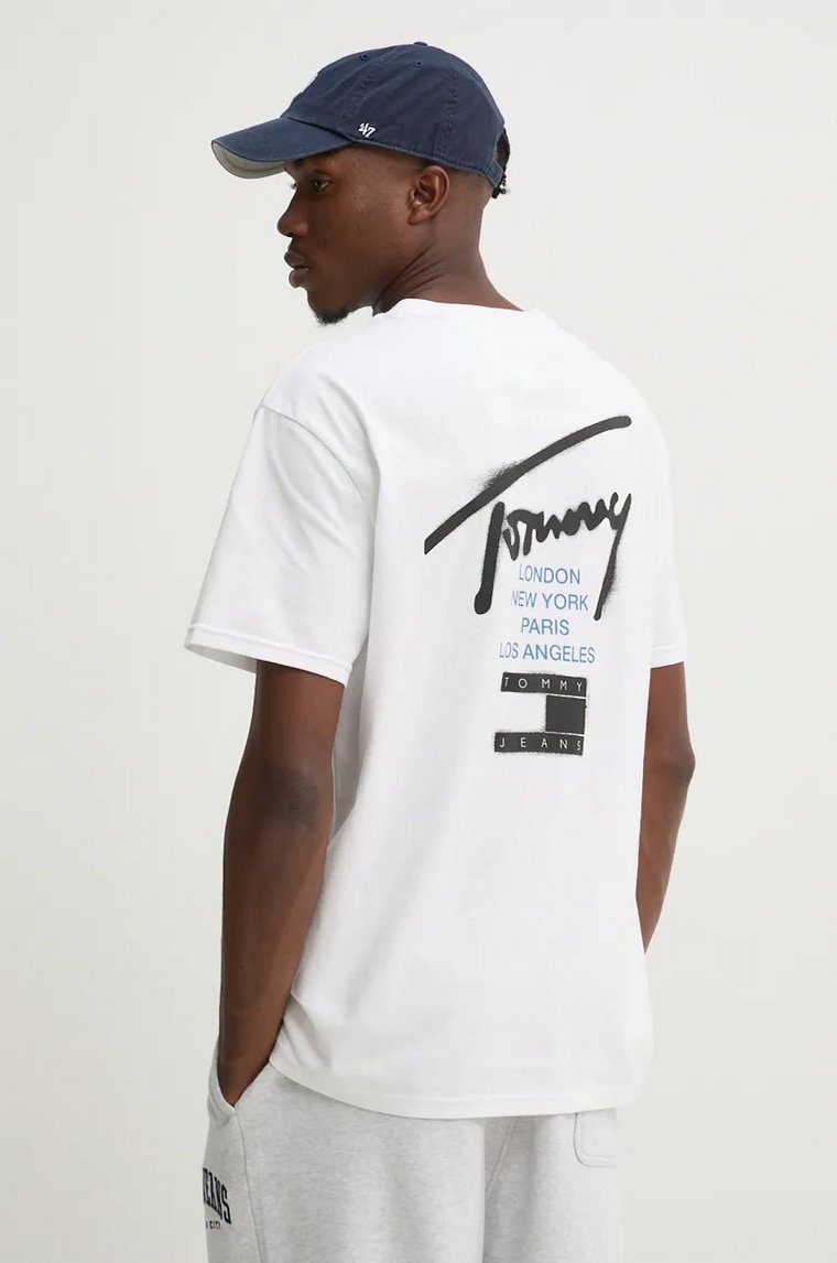 Tommy Jeans t-shirt męski kolor biały z nadrukiem DM0DM18529