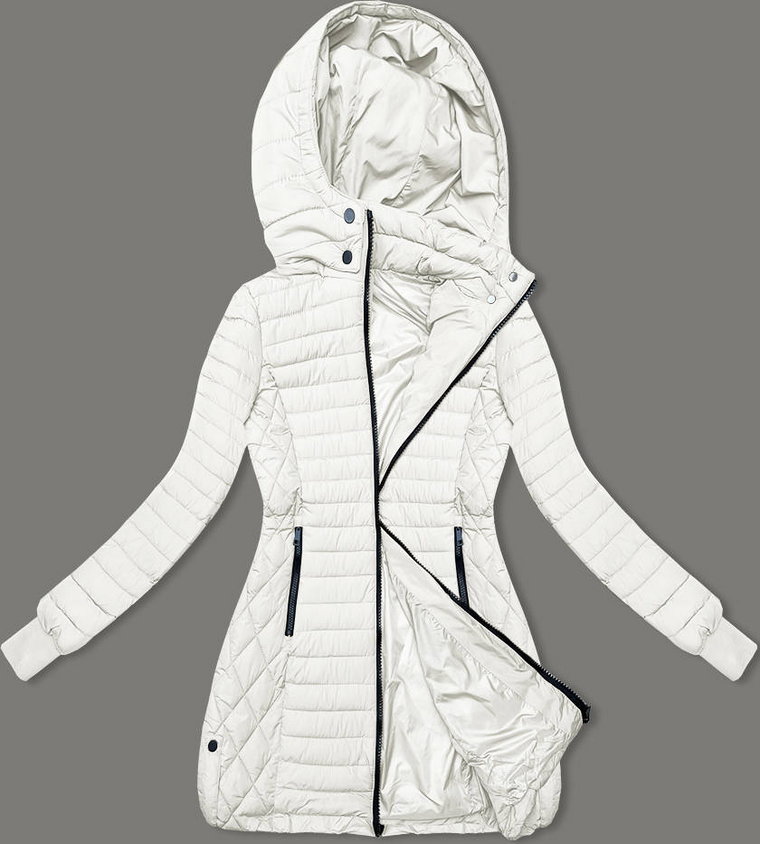 Przejściowa kurtka damska z kapturem ecru (2M-017)