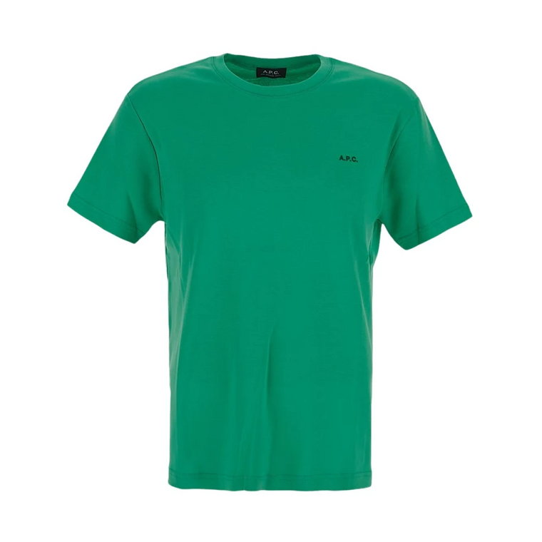 Zielony T-shirt z haftowanym logo A.p.c.