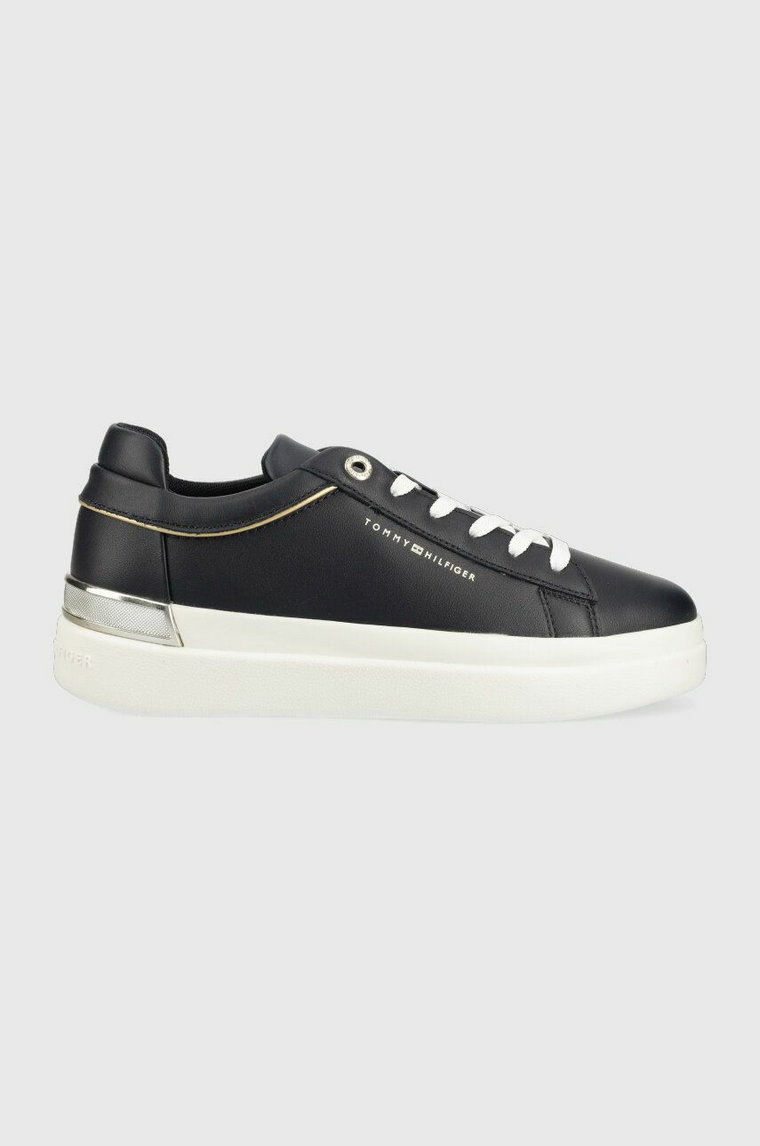 Tommy Hilfiger sneakersy skórzane LUX METALLIC CUPSOLE SNEAKER kolor granatowy FW0FW07030