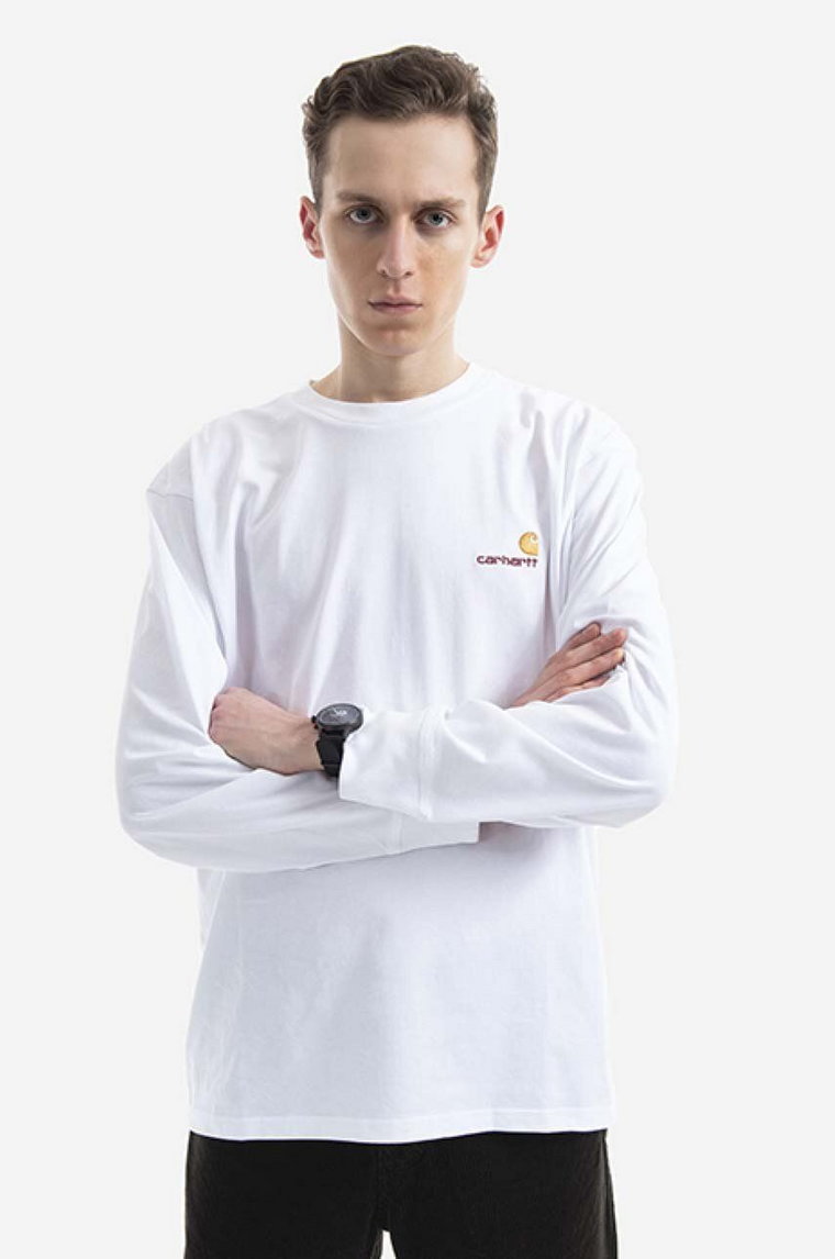 Carhartt WIP longsleeve bawełniany Longsleeve American Script T-Shirt kolor biały gładki I029955.WHITE-WHITE