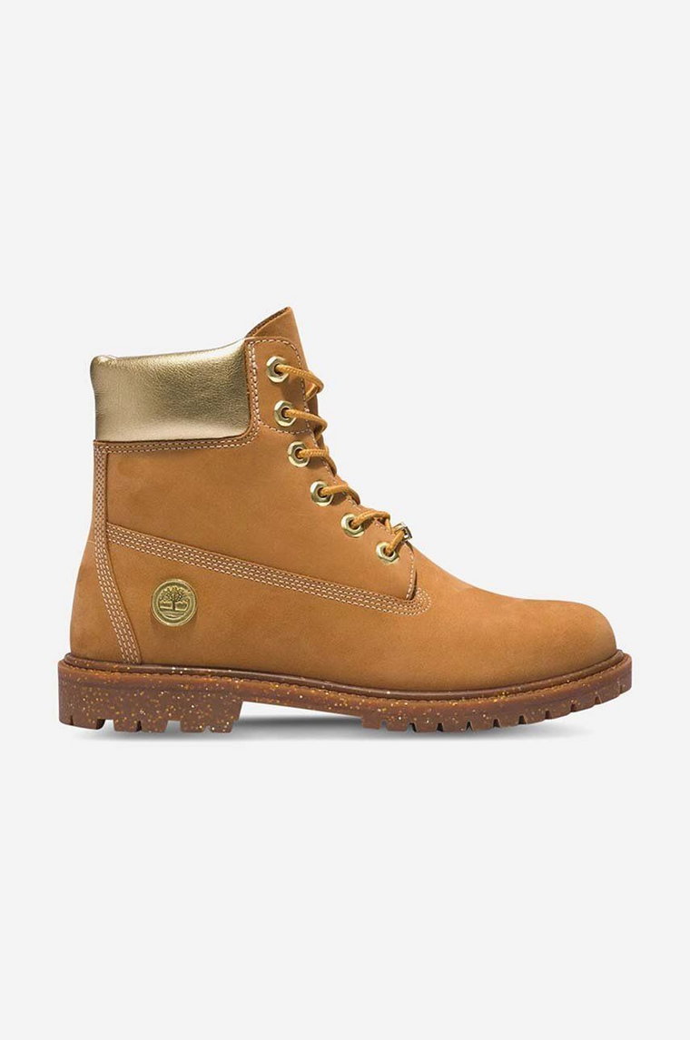 Timberland workery zamszowe 6IN Hert BT Cupsole W damskie kolor brązowy na płaskim obcasie A5RS8-BROWN